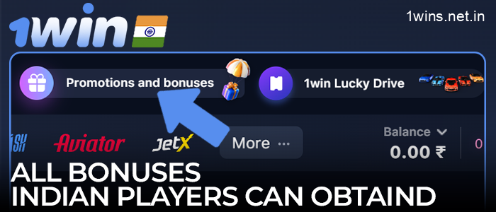 All 1win bonuses that Indian players can receive