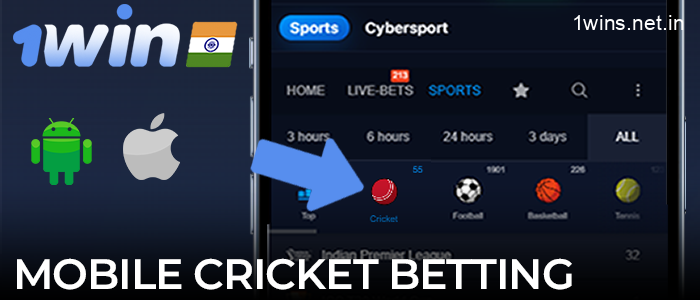 Mobile cricket betting at 1win