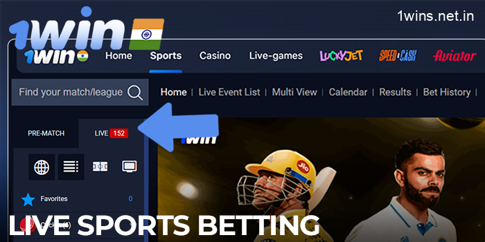 1win live sports betting for players from India