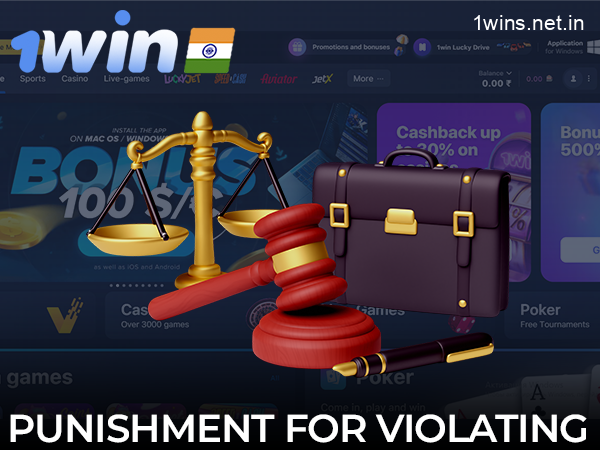 Punishment for violation of the terms and conditions on the 1win website