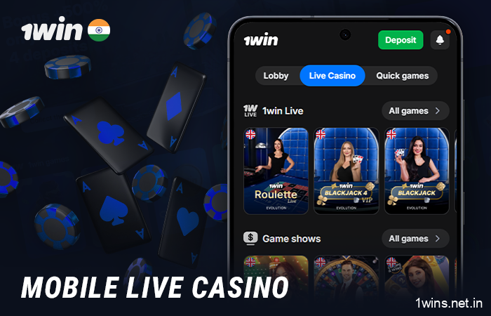1Win mobile app for playing live casino games